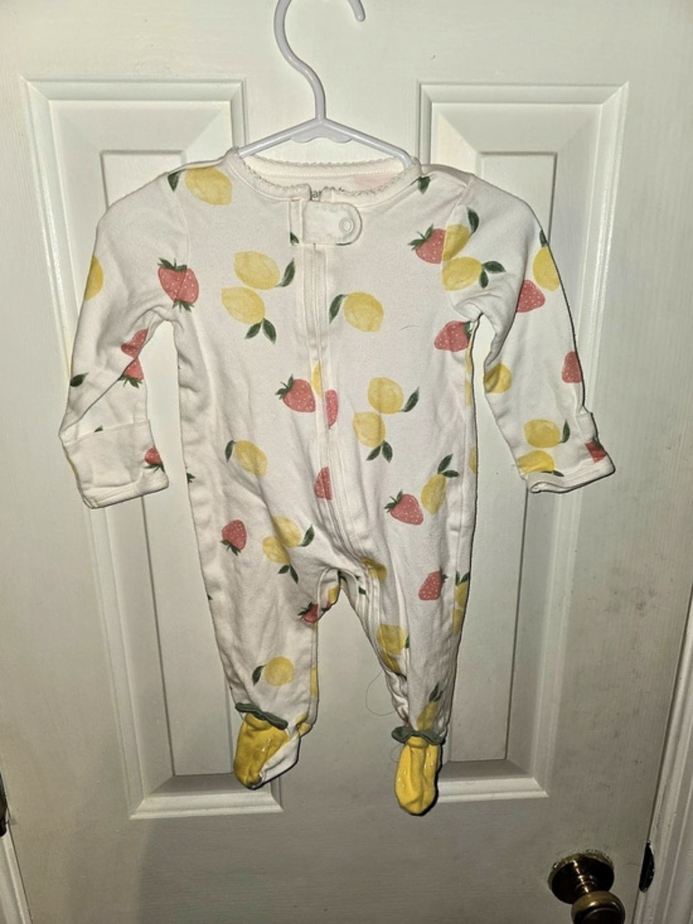 Carter's Lemon and Strawberry Zip-Up Sleep & Play Footie Baby 3M